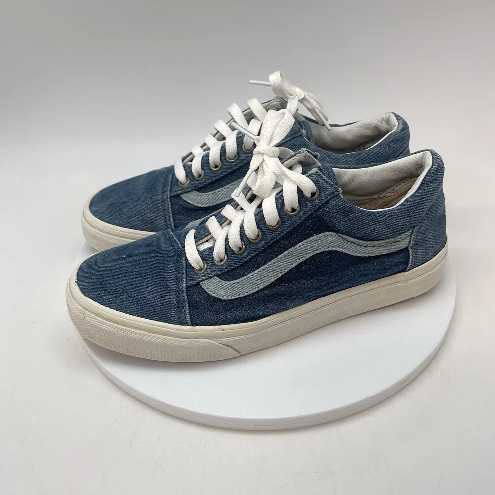 Vans Old Skool Mens‎ 8 Blue Athletic Skate Canvas Suede Shoes Sneakers 721278